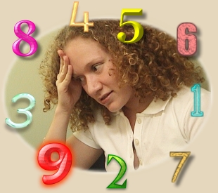 Stressed woman surrounded by numbers. Photo: Muriel Miralles de Sawicki